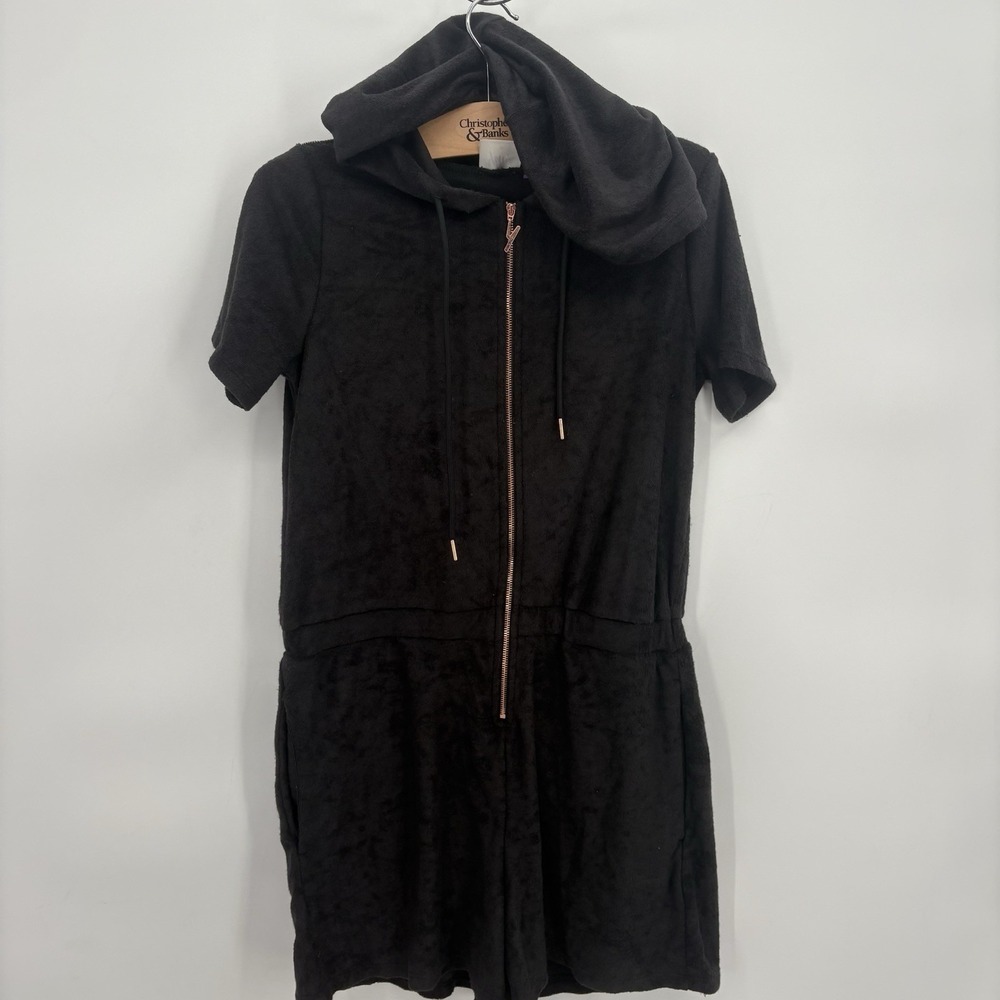 Fabletics x Yitty Collection Black Terry Romper Shorts With Heart Pockets Medium